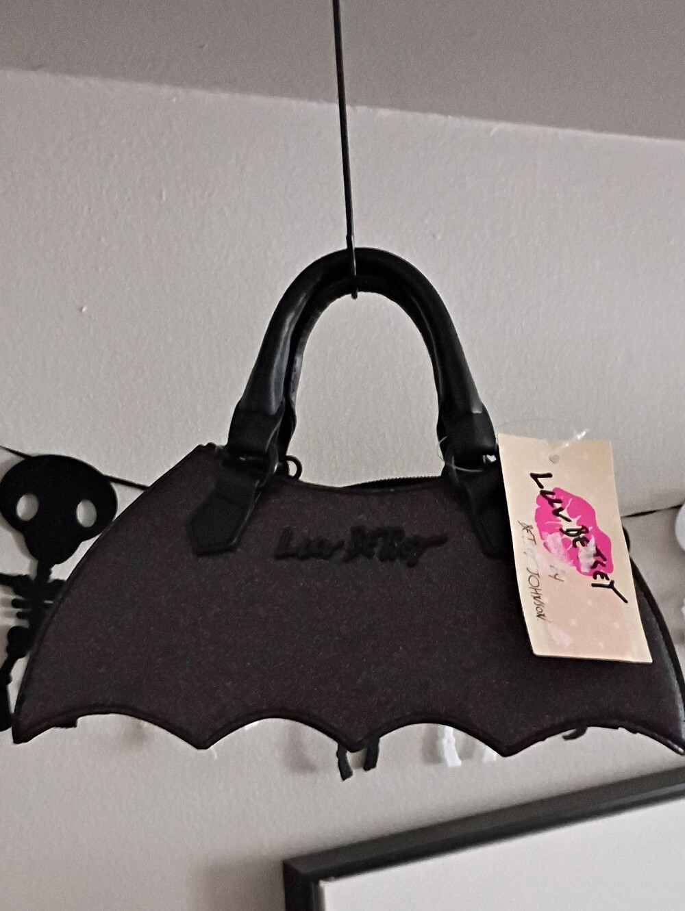 Betsey Johnson Glitter Batwing Top-Handle Mini Bag